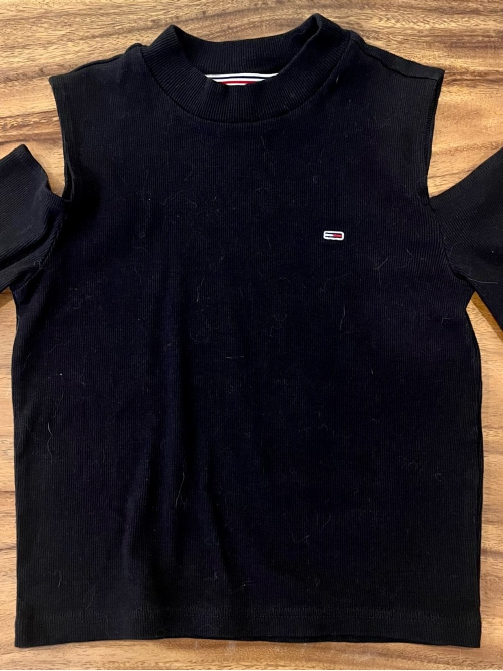 Tommy Hilfiger Black Ribbed Mock Neck Knit Top
